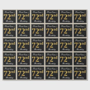 Elegant, Faux Gold 72nd Birthday + Custom Name Wrapping Paper