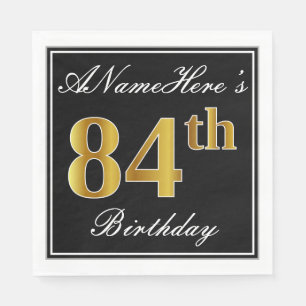 Elegant, Faux Gold 84th Birthday + Custom Name Napkin