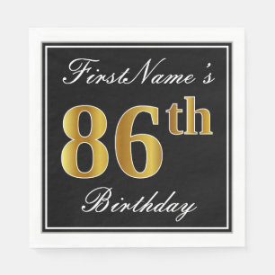 Elegant, Faux Gold 86th Birthday + Custom Name Napkin