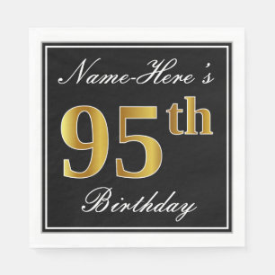 Elegant, Faux Gold 95th Birthday + Custom Name Napkin