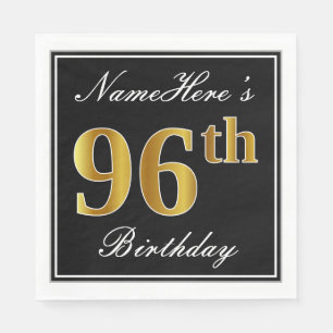 Elegant, Faux Gold 96th Birthday + Custom Name Napkin