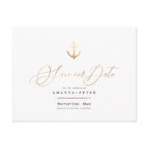 Elegant Faux Gold Anchor, Nautical Save the Date