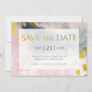 Elegant Faux Gold and Blush Custom No Photo Save The Date