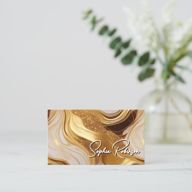 Elegant Faux Gold and Marble Business Card (Standing Front)