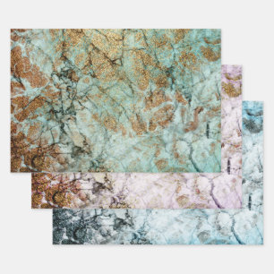 Elegant Faux Gold and Pastel Marble Wrapping Paper Sheet