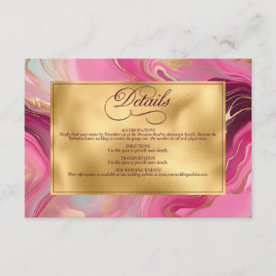 Elegant Faux Gold and Pink Marbled Wedding Enclosure Card