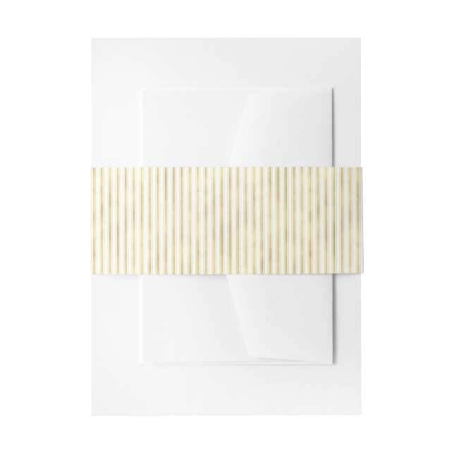 Elegant Faux Gold and White Stripes Invitation Belly Band (Front Example)