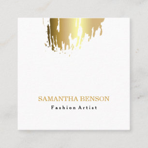 Elegant Faux Gold Artistic Brushed Vertical Square Business Card