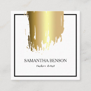 Elegant Faux Gold Artistic Brushed Vertical Square Business Card
