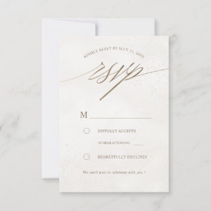 Elegant Faux Gold & Beige Wedding RSVP Card