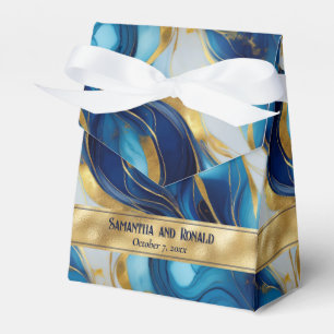 Elegant Faux Gold, Blue & White Marble Favour Boxe Box