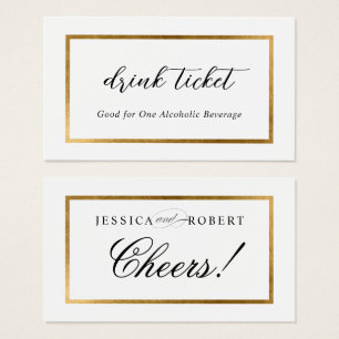 Elegant Faux Gold Border Drink Ticket