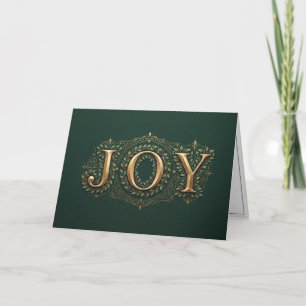 Elegant Faux Gold Botanical Joy Christmas Holiday Card