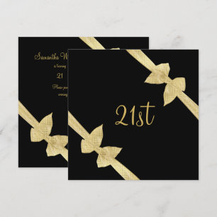 Elegant Faux Gold Bows 21st Birthday Invitation