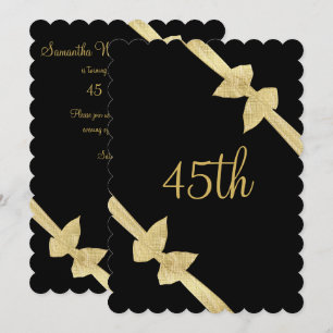 Elegant Faux Gold Bows 45th Birthday Invitation