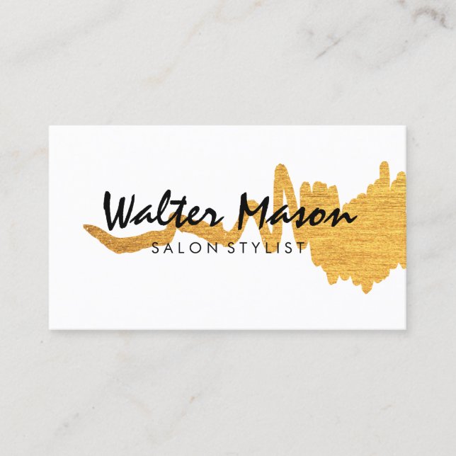 Elegant Faux Gold Brushed Texture Business Card (Front)