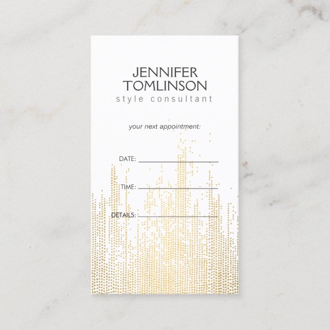 Elegant Faux Gold Confetti Dots Pattern Appointment Card (Front)