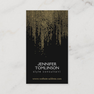 Elegant Faux Gold Confetti Dots Pattern Black II Business Card
