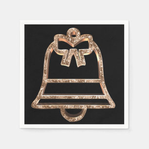 Elegant Faux Gold Diamonds Christmas Jingle Bell Napkin
