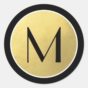 Elegant Faux Gold Foil Black Monogram Seals