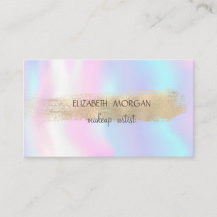 Elegant Faux Gold Foil Brush Stroke,Holographic Business Card
