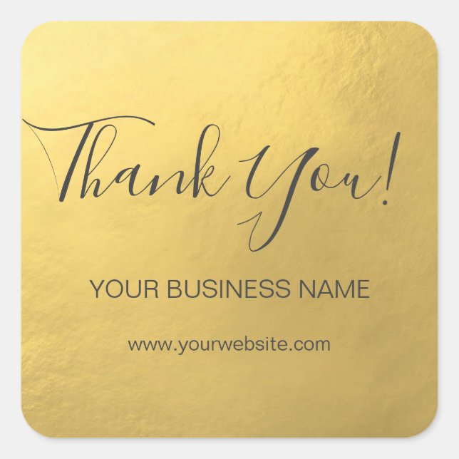Elegant Faux Gold Foil Business Thank You Labels (Front)
