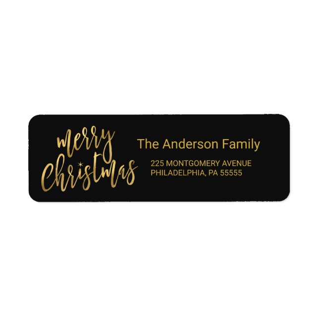 Elegant Faux Gold Foil Christmas Return Address (Front)