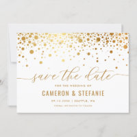 Elegant Faux Gold Foil Confetti Modern White