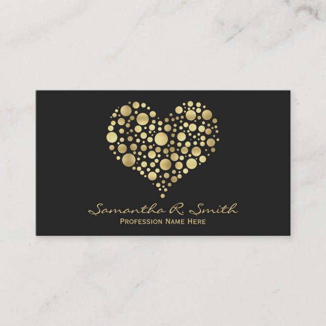 Elegant Faux Gold Foil Heart Business Card (Front)