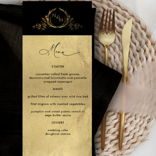 Elegant Faux Gold Foil Monogrammed Wedding Menu
