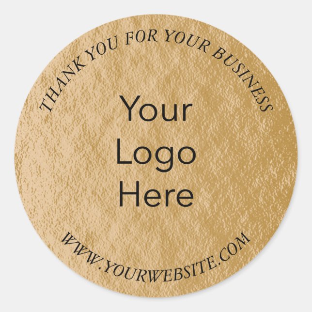 Elegant Faux Gold Foil Thank You Custom Logo Classic Round Sticker (Front)