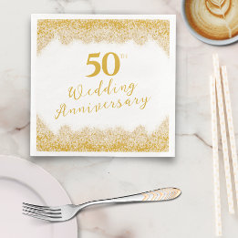 Elegant Faux Gold Glitter 50th Wedding Anniversary Napkin