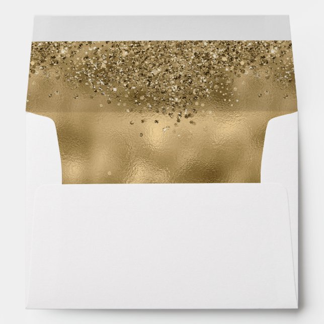 Elegant Faux Gold Glitter and Foil Wedding Envelope (Back (Bottom))