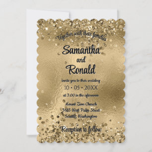 Elegant Faux Gold Glitter and Foil Wedding  Invitation