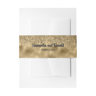 Elegant Faux Gold Glitter and Foil Wedding Invitation Belly Band