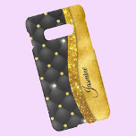 Elegant faux Gold glitter black diamond monogram  Samsung Galaxy Case<br><div class="desc">Pretty chic and elegant girly faux glitter and rhinestones bling with black tuffted design to create a special unique stylish case to protect your device. Beautiful, modern and cool cover for the trend-savvy and art-loving hip trendsetter. This stylish sophisticated design would be great for girls who enjoy wearing classy sparkly...</div>