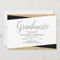 Elegant Faux Gold Glitter Graduation