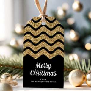 Elegant Faux Gold Glitter Merry Christmas Gift Tags
