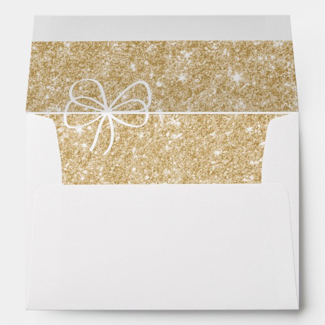 Elegant Faux Gold Glitter Return Address Envelope (Back (Bottom))