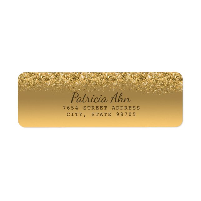 Elegant Faux Gold Glitter Return Address Label (Front)