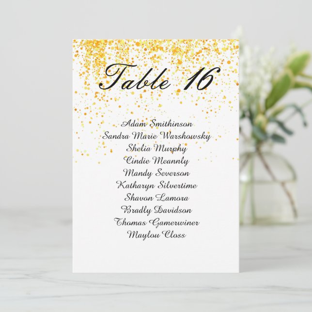 Elegant Faux gold glitter Table Number (Standing Front)