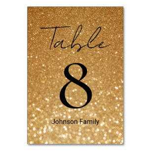 Elegant Faux Gold Glitter Wedding Table Number
