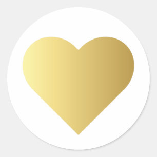 Elegant Faux Gold Heart Classic Round Sticker