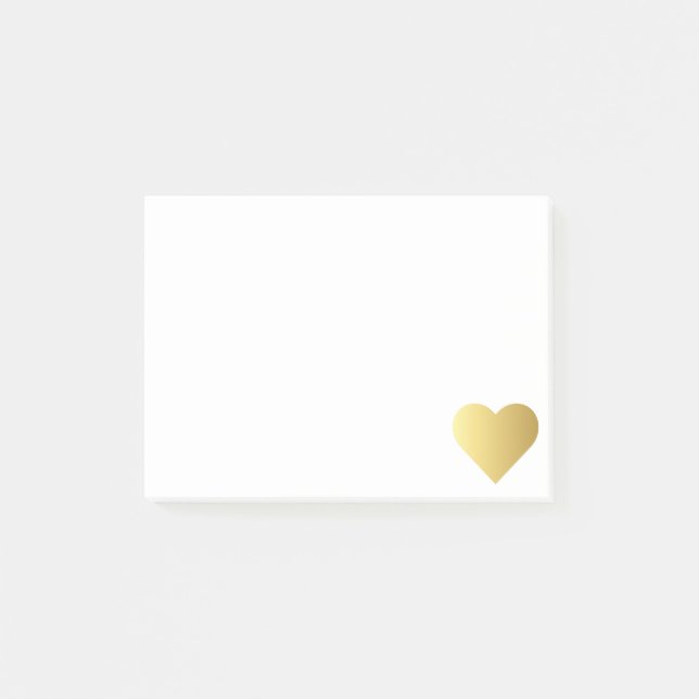 Elegant Faux Gold Heart Post-it Notes (Front)