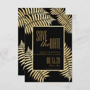 Elegant Faux Gold Leaf Bracken  Save The Date Invitation