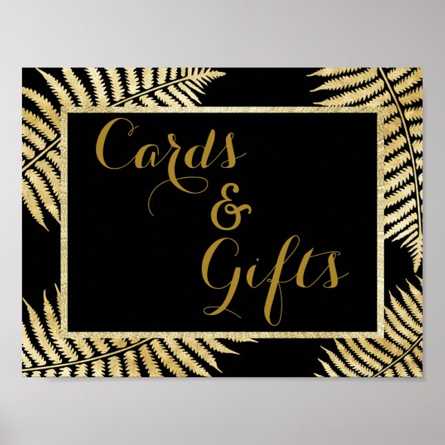Elegant Faux Gold Leaf Bracken Wedding Poster (Front)