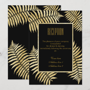Elegant Faux Gold Leaf Bracken Wedding Reception Invitation