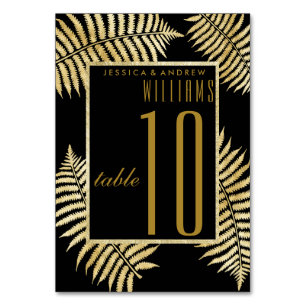 Elegant Faux Gold Leaf Bracken Wedding Table Number