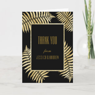 Elegant Faux Gold Leaf Bracken Wedding Thank You Card