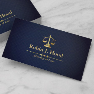 Elegant Faux Gold Libra Dark Blue Grid Lawyer Business Card